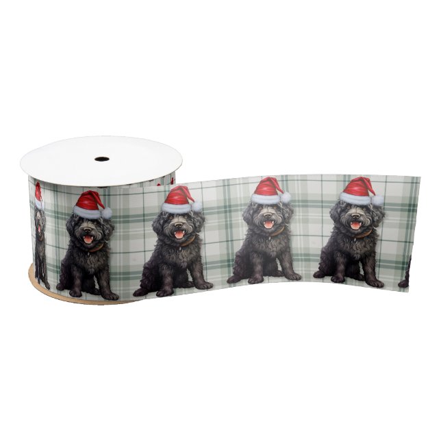 Lazo De Raso Barbet Black Dog Holiday Plaid Funny Navidades (Carrete)