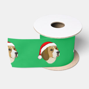 Lazo De Raso Beagle en un Sombrero de Papá Noel a los Navidade