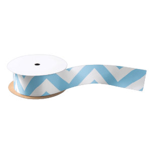 Lazo De Raso Bebé azul y blanco mediano Horiz. Chevron Ribbon