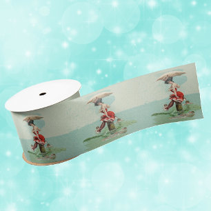 Lazo De Raso Belleza de Baño Victoriana Antigua Dama Océano