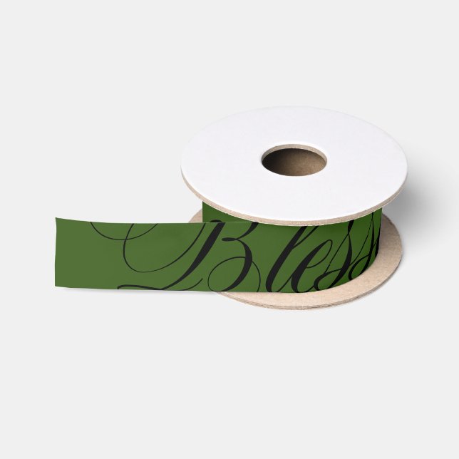 Lazo De Raso Bendición Cinta satinada verde negro oscuro (Carrete)
