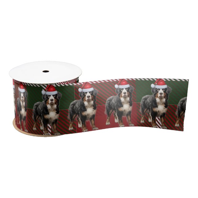 Lazo De Raso Bernese Mountain Dog Holiday Navidades divertidos (Carrete)