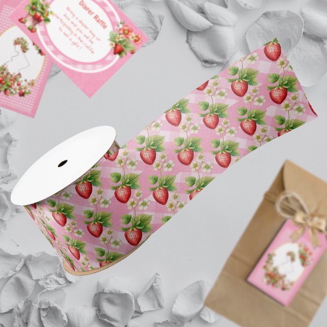 Lazo De Raso Berry Sweet Pink Gingham Shower (Subido por el creador)