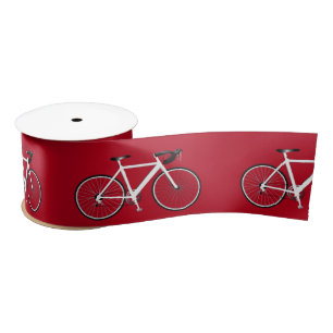 Lazo De Raso Bicicleta blanca en cinta satinada roja