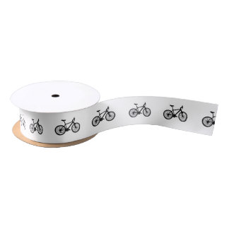 Lazo De Raso Bicicleta dibujada mano simple en blanco y negro