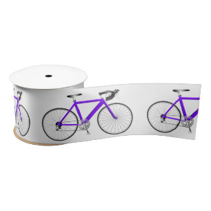 Lazo De Raso Bicicleta morada en cinta satinada blanca