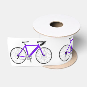 Lazo De Raso Bicicleta morada en cinta satinada blanca