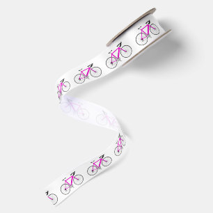 Lazo De Raso Bicicletas de color rosa neón sobre fondo blanco