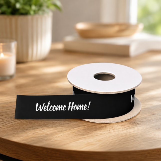 Lazo De Raso Bienvenida personalizada a casa (Welcome Home Ribbon for Housewarming Gifts)