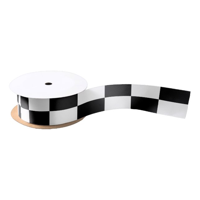 Lazo De Raso Black and White Checkered Pattern (Carrete)