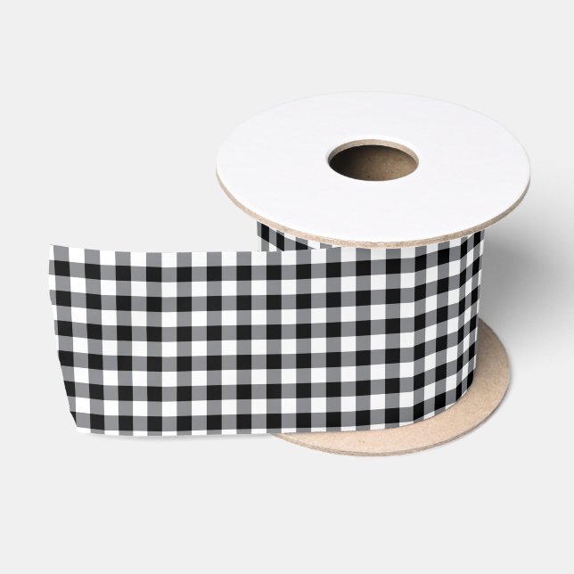 Lazo De Raso Black Gingham Satin Ribbon (Carrete)