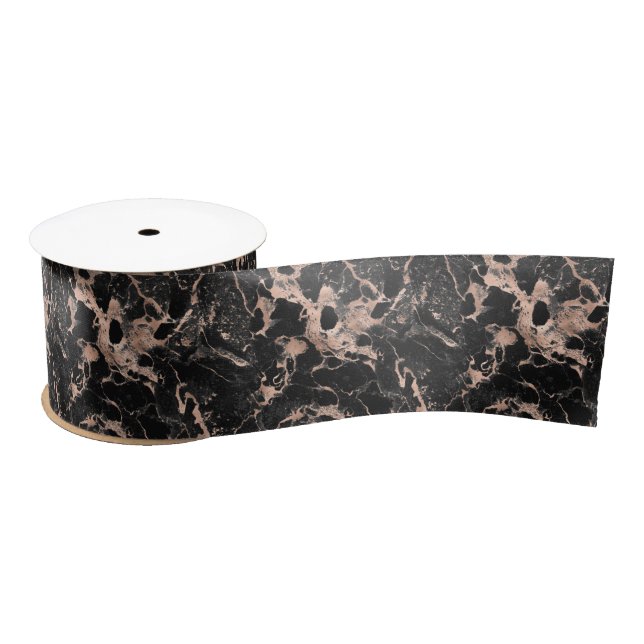 Lazo De Raso Black marble glitter rose gold (Carrete)