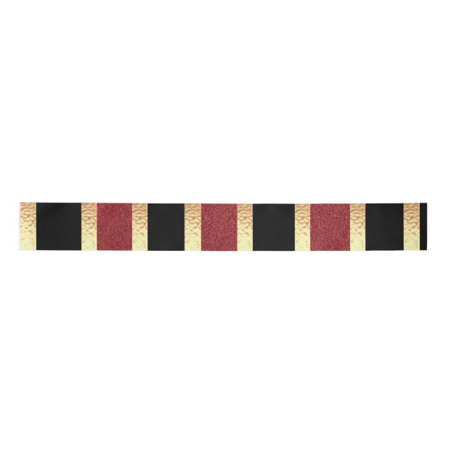 Lazo De Raso Black Red Golden Stripes Moderno (Anverso)