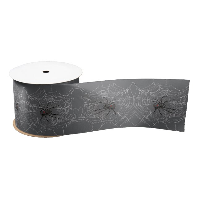 Lazo De Raso Black Widow Spider And Spiderweb Drawing Art  (Carrete)