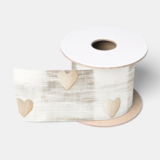 Lazo De Raso Blanco Crema Beige Boho Corazones Despedida de Sol (Carrete)