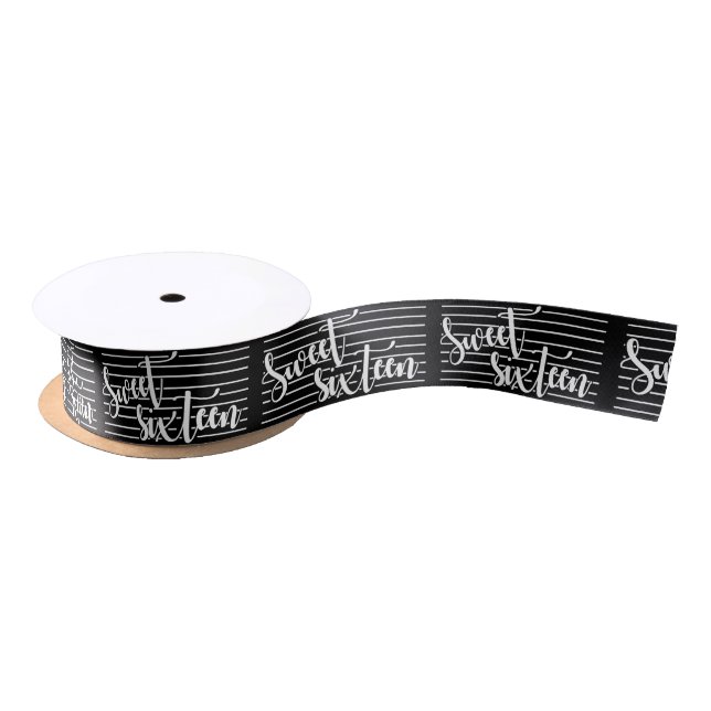 Lazo De Raso Blanco negro | Dulces 16 | Birday Satin Ribbon (Carrete)