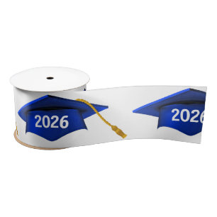 Lazo De Raso Blue 2025 Graduation Caps On White