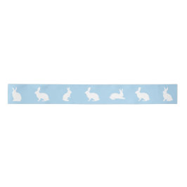 Lazo De Raso Blue And White Bunny Silhouettes Cute Easter