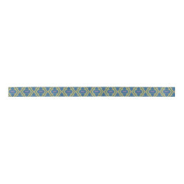 Lazo De Raso Blue and Yellow Pattern Satin Ribbon