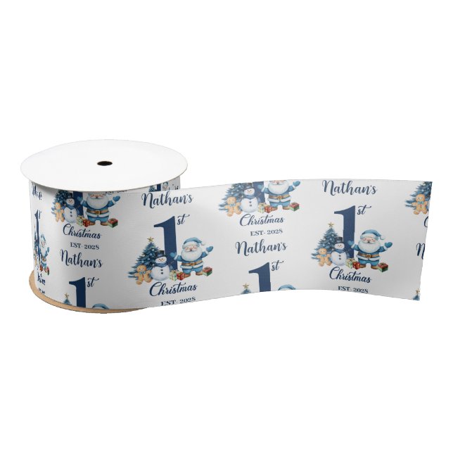 Lazo De Raso Blue Boy First Christmas (Carrete)