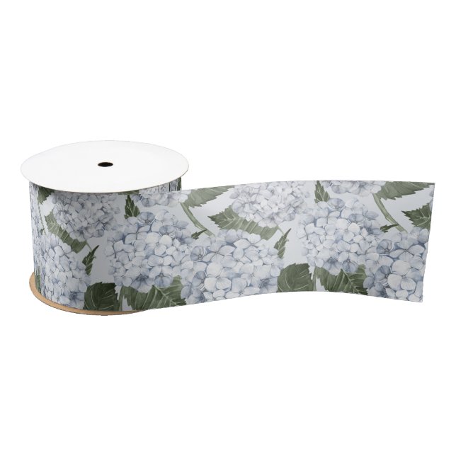 Lazo De Raso Blue Hydrangea Garden Floral  (Carrete)