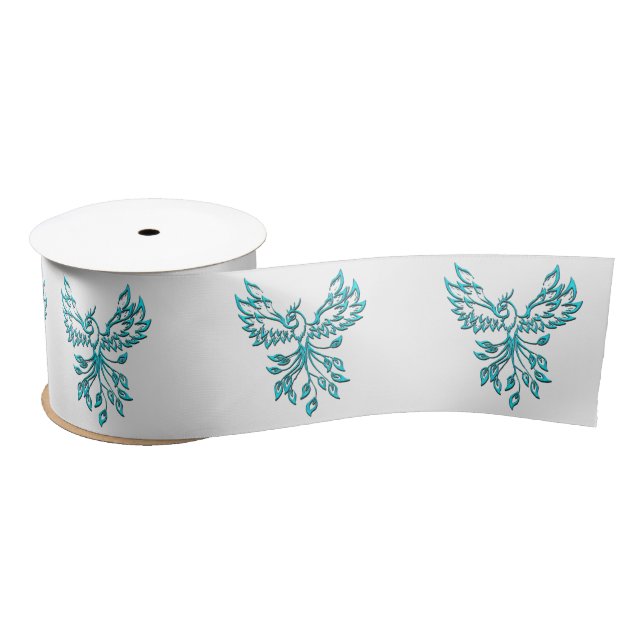 Lazo De Raso Blue Phoenix Rising en Blanco (Carrete)