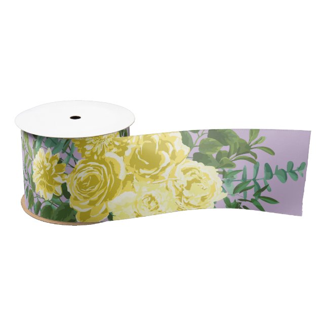 Lazo De Raso Boda de cosecha Amarillo Lilac Rosa Púrpura (Carrete)