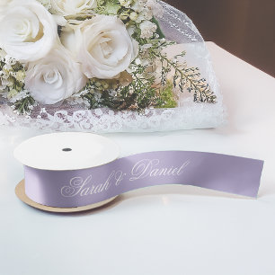 Lazo De Raso Boda de lavanda Caligrafía blanca elegante púrpura