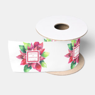 Lazo De Raso Boda de Navidad con Poinsettia Roja