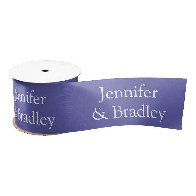 Lazo De Raso Boda Elegante Morada Personalizada (Carrete)