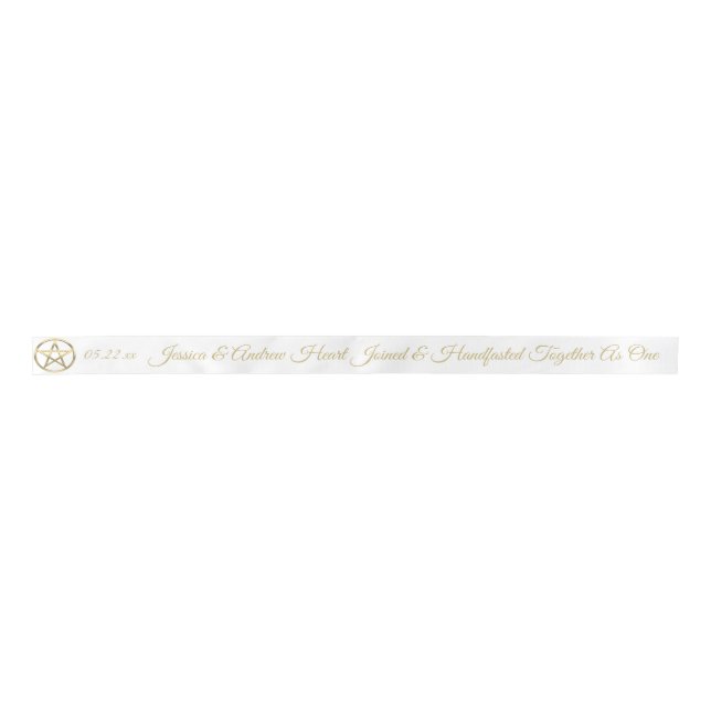 Lazo De Raso Boda personalizada Pentacle Gold Pentacle Pagan Ha (Anverso)