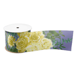Lazo De Raso Boda rosa amarillo vintage con periwinkle