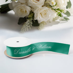 Lazo De Raso Boda verde esmeralda elegancia caligrafía de escri