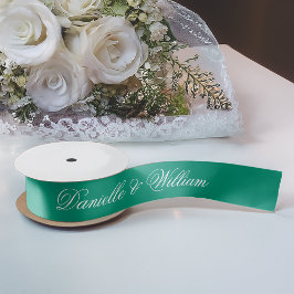 Lazo De Raso Boda verde esmeralda elegancia caligrafía de escri