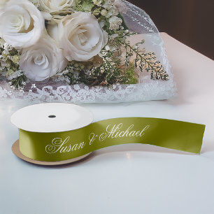 Lazo De Raso Boda verde oliva elegancia caligrafía de escritura