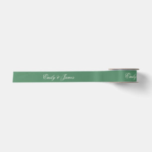 Lazo De Raso Boda Verde Preppy Personalizado Nombre Satén