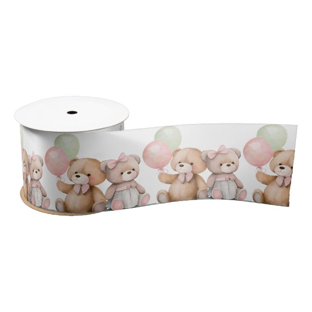 Lazo De Raso Boho Baby Teddy Bears (Carrete)