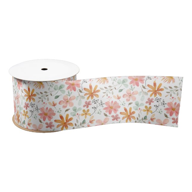 Lazo De Raso Boho Meadow Wildflowers Garden Floral (Carrete)