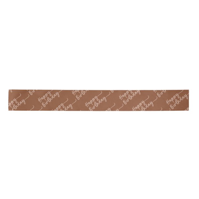 Lazo De Raso Boho Summer Brown Terracotta Trendy Feliz cumpleañ (Anverso)