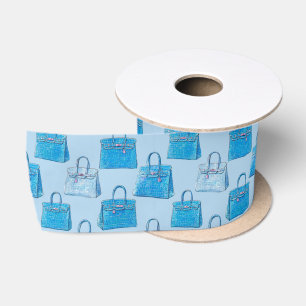 Lazo De Raso Bolsa de mano de textura de cocodrilo azul Riviera