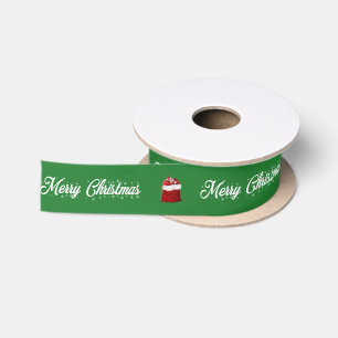 Lazo De Raso Bolsa de regalos de Navidad alegre verde blanco co