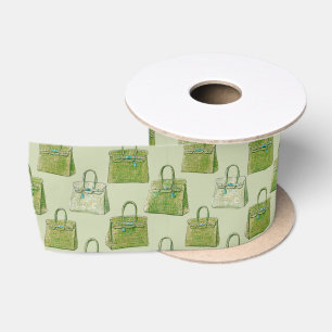 Lazo De Raso Bolso De Moda Con Textura De Cocodrilo Verde Gator