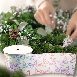 Lazo De Raso Bonito Girly Pastel Patrón de mariposa Irlandesí