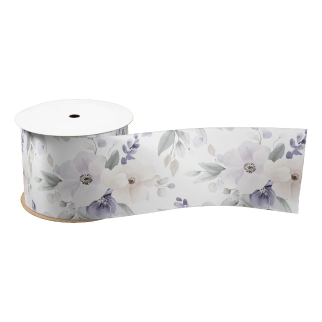 Lazo De Raso Bonito Morado Lavanda Flores Bridales Ducha (Carrete)