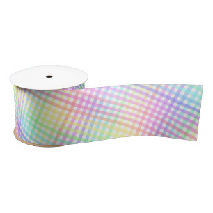 Lazo De Raso Bonito Pastel Rainbow Plaid Gingham Pattern