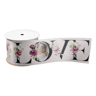 Lazo De Raso Bonito Rubor Floral LOVE Baby Girl Decoración de c