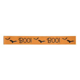 Lazo De Raso BOO Halloween Volando Bats Naranja Ribbon