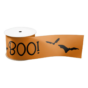 Lazo De Raso BOO Halloween Volando Bats Naranja Ribbon
