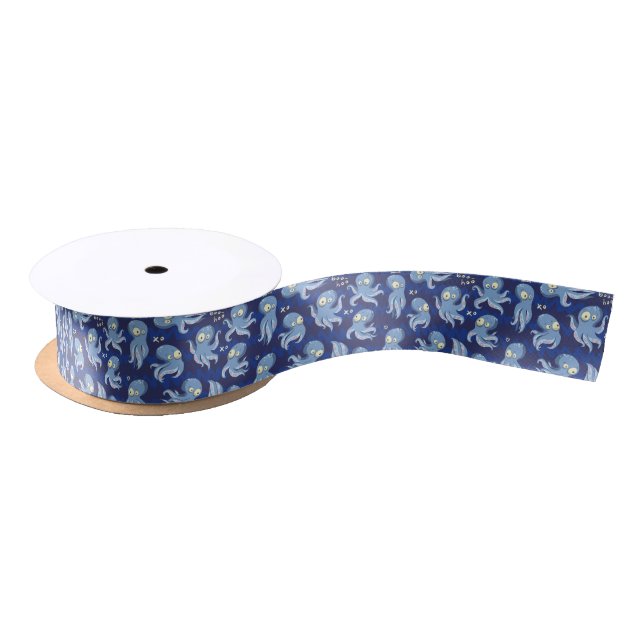 Lazo De Raso Boo Octopus Niños Azules Ropa y Decoración (Carrete)