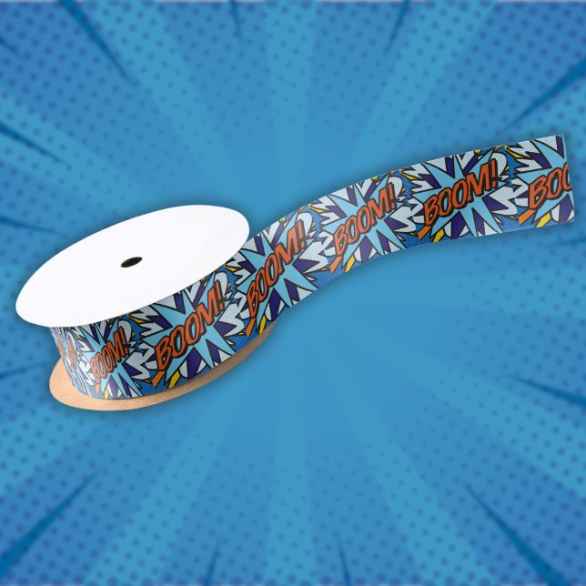 Lazo De Raso BOOM Diversión Moderna Fría Arte Pop Cómic (BOOM Fun Modern Cool Comic Book Pop Art Satin Ribbon)